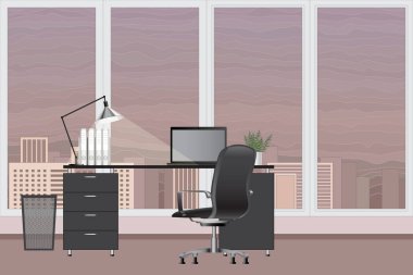 Boş modern ofis iç. Vektör görüntüsü. Office çalışma alanı kavramı