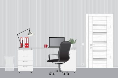 Boş modern ofis iç. Vektör görüntüsü. Office çalışma alanı kavramı
