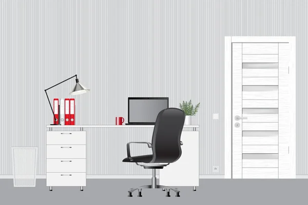 Leere moderne Büroräume. Vektorbild. Büroarbeitsplatzkonzept — Stockvektor