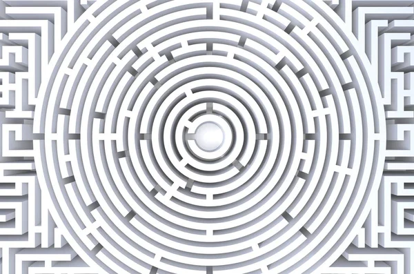 dairesel labirent Soyut Beyaz arka plan 3D render