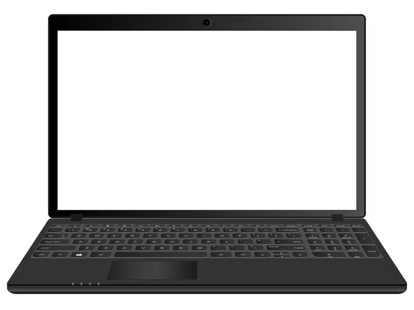 Een zwarte laptop realistische vector illustratie, vooraanzicht — Stockvector