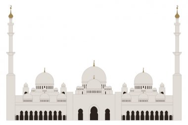 Düz tarzı Şeyh Zayed Ulu Camii beyaz arka plan üzerinde