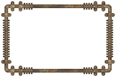Duvarda koyu ve paslı borular soyut endüstriyel steampunk arka plan çerçevesi