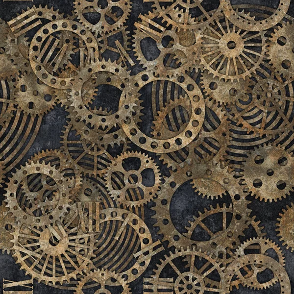 Pas dokusu sorunsuz desen ile Steampunk dişli koleksiyonu