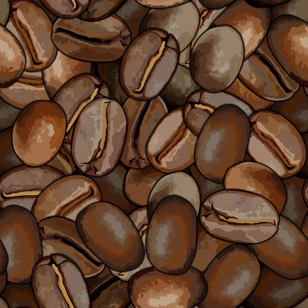 Rostade kaffebönor sömlös bakgrund pattrern illustration — Stock vektor