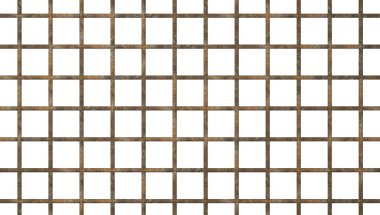 Eski hapishane paslı barlar hücre kilidi koyu arka plan izole 3d illüstrasyon