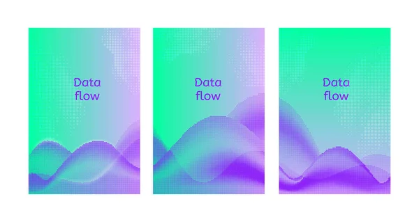 Data flow posters. Set of abstract backgrounds. — Stock Vector