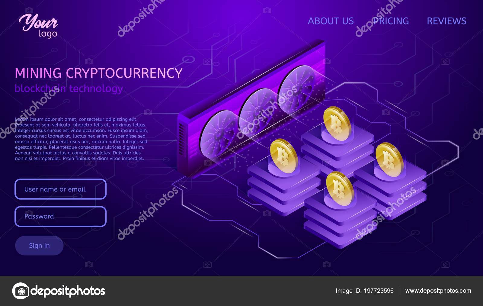 Cryptocurrency Mining Equipment Blockchain Technology Bitcoin Electronic Money Vector Image By C Woters Vector Stock 197723596
