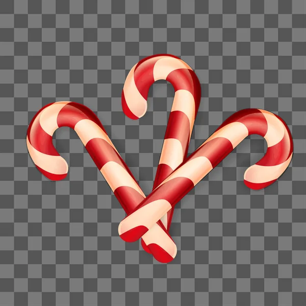 Kerst candy canes op transparante achtergrond. Winter vectorillustratie. Decoratie voor het ontwerp van een wenskaart. — Stockvector