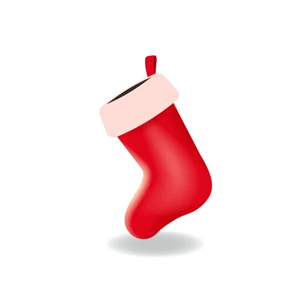 Vektorové ilustrace prázdné červené vánoční Punčocha izolovaných na bílém pozadí. Dlouhá ponožka na dárky. — Stockový vektor