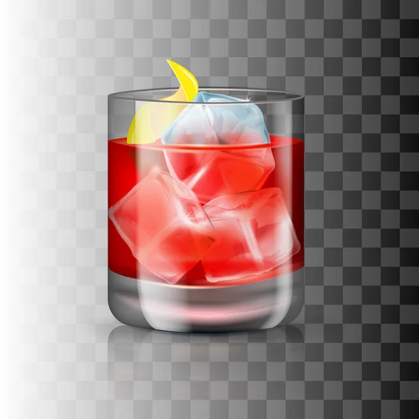 Bicchiere di cocktail vecchio stile sullo sfondo trasparente. Illustrazione vettoriale di una bevanda alcolica . — Vettoriale Stock