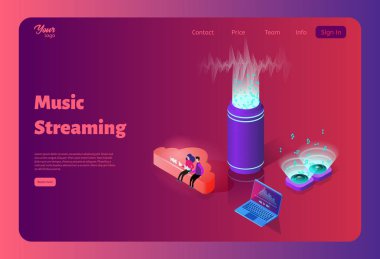 Online müzik bulut akarsu. Web sitesi tasarımı için şablon.