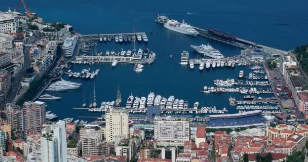 Monte Carlo Monaco Mai 2018 Vue Aérienne Panoramique Port Hercule — Video