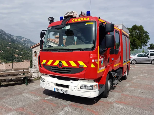 Turbie France Juin 2018 Camion Pompiers Français Rouge Renault Garé — Photo