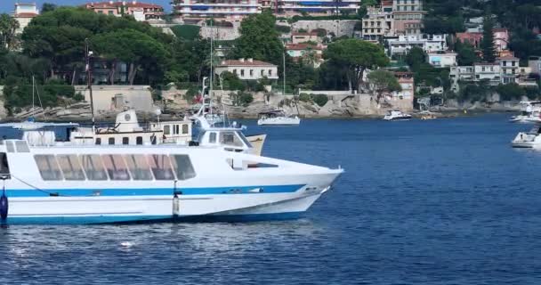 Villefranche Sur Mer Frankrijk Juli 2018 Kust Boottocht Overschrijding Van — Stockvideo