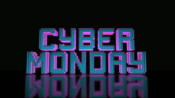 Cyber Monday Mega Venta Animación Bucle Texto Juegos Letras Led — Vídeo de stock
