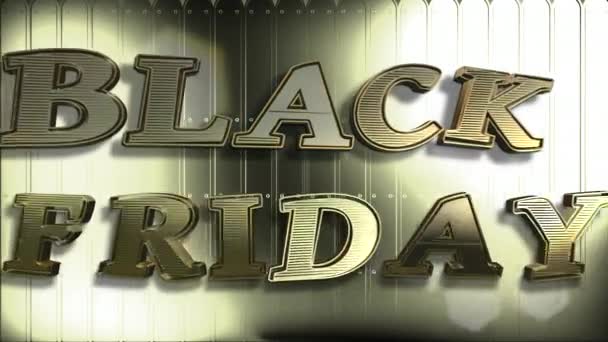 Black Friday Gold Text Looping Animation Golden Background Resolution Ultra — Stock Video