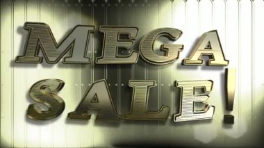 Mega satış altın 3d metin animasyon ve altın arka plan - 4 k çözünürlüklü Ultra Hd döngü