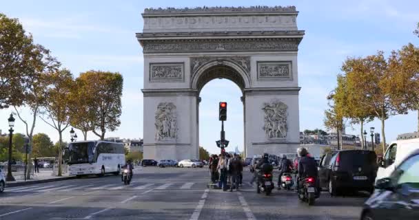 Paris Franciaország Október 2018 Idő Telik Arc Triomphe Forgalom Utcai — Stock videók