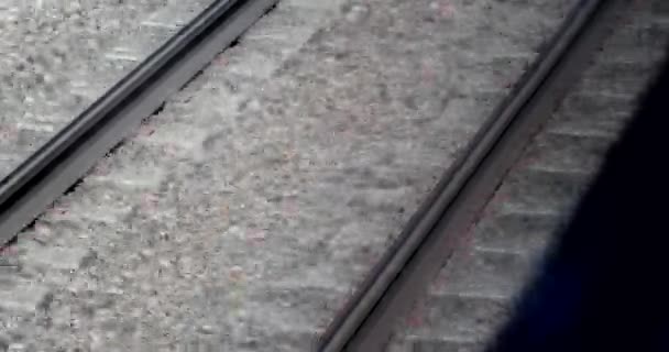 Pohled na zábradlí z okna pohybu vysokorychlostní vlak - Dci 4k rozlišení