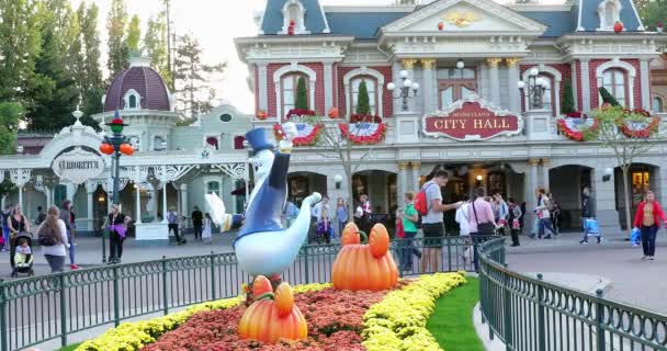 Marne Valle Francia Octubre 2018 Mickey Mouse Pumpkin Head Disneyland — Vídeo de stock