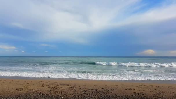 Turquoise Sea Waves Sandy Beach Mediterranean Sea Resolution — Stock Video