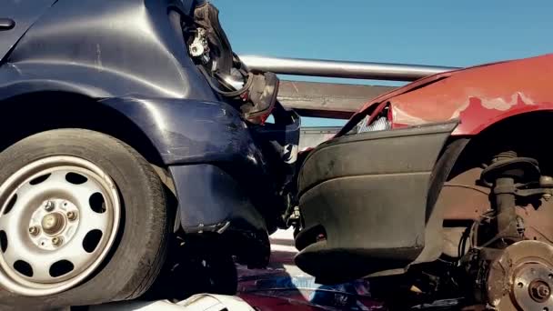 프랑스 2018 부서진된 자동차 트럭에 보기를 닫습니다 프랑스 해상도 — 비디오