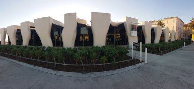Menton, Fransa - 24 Ekim 2018: Panoramik Menton, Akdeniz, Fransız Rivierası, Avrupa Jean Cocteau Müzesi 