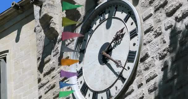 Big Old Clock Wall Beffroi Sommieres Fortified Tower Located Sommieres — Stock Video