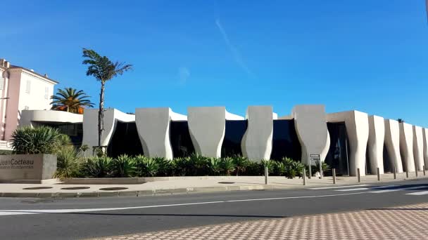 Menton France Novembre 2018 Façade Béton Verre Musée Jean Cocteau — Video