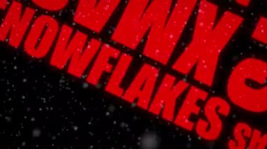 Mutlu Noeller Word bulut metin döngü animasyon 14 kelimelerle: Hediyeler, Noel, festival, kar taneleri, Santa, ışıklar, sevinç, kutlama, soğuk, kış kar ile düşüyor - 4 k çözünürlük