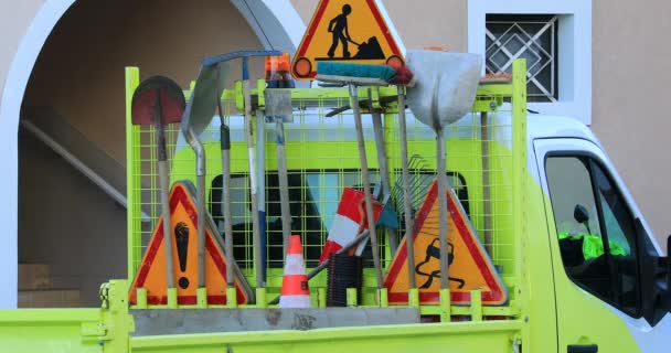 Roquebrune Cap Martin Francia Dicembre 2018 Camion Lavoro Con Diversi — Video Stock