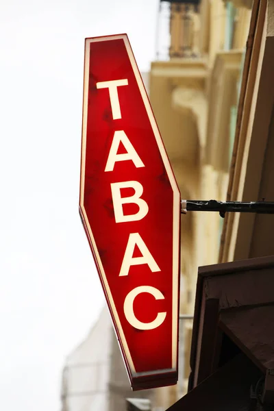 Illuminato Francese Rosso Bianco Segno Tabac Francia Tabac Significa Tabacco — Foto Stock