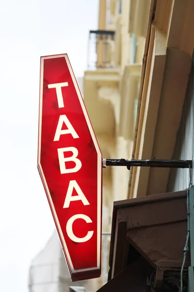Illuminated French Red White Sign Tabac France Tabac Means Tobacco — Stock Photo, Image