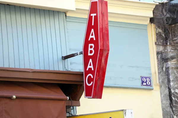 Signo Francés Rojo Blanco Tabac Francia Tabac Significa Tabaco — Foto de Stock