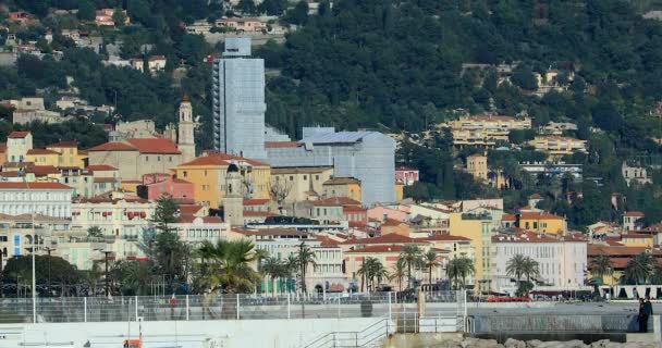 Menton Francia Diciembre 2018 Vista Del Casco Antiguo Menton Desde — Vídeos de Stock