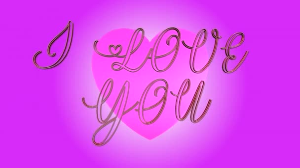 Ich Liebe Dich Text Looping Animation Herzformen Auf Rosa Hintergrund — Stockvideo