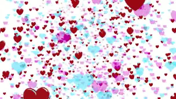 Flying Love Hearts Shapes Valentine Day Love Romance Animation Boucle — Video