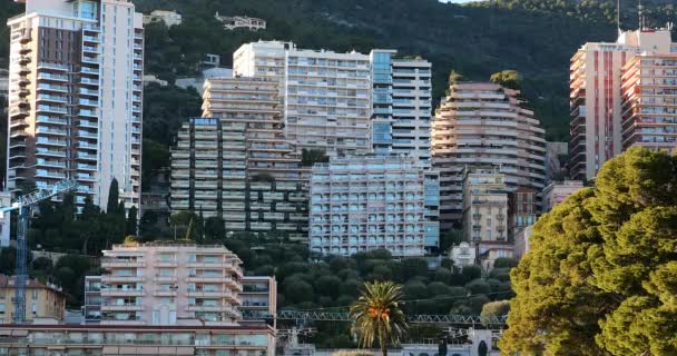 Monaco Monte Carlo Real Estate Architecture Mountain Hill Panoramic View — Stock Video
