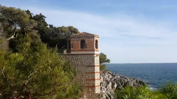 Torre Pedra Uma Villa Luxo Com Uma Bela Vista Mar — Vídeo de Stock