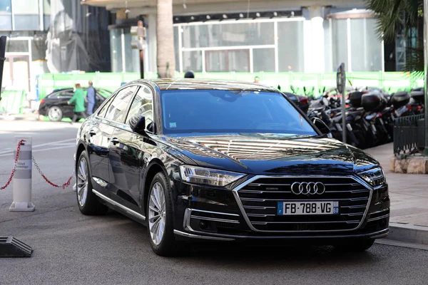 Monte Carlo Monaco January 2019 Luxurious Black Audi Car Parked — Stock Photo, Image