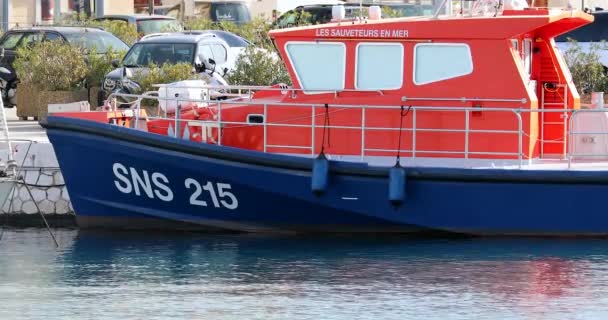 Nice France Gennaio 2019 Boat Rescuers Sea Les Sauveteurs Mer — Video Stock