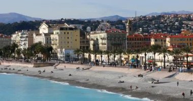 Güzel panoramik Promenade Des Anglais'e Nice, Alpes-Maritimes bölümü, Fransız Riviera, Fransa, Avrupa - Dci 4k çözünürlük