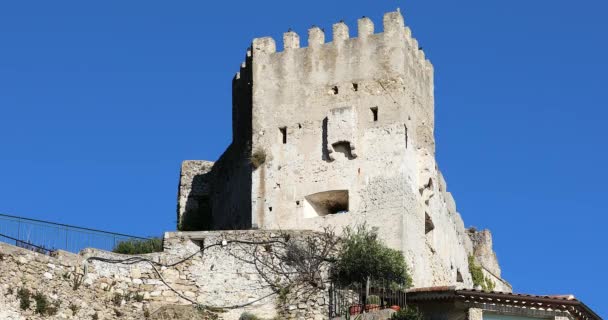 美しい城で 古い村のロクブリュヌ カップ マルタン南東フランス モナコとマントン 青い空を背景に フランスのリビエラ フランス ヨーロッパ Dci — ストック動画