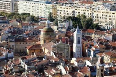 Barok katedral Sainte-Reparade güzel Eski kentte hava görünümünü Fransız Riviera, Alpes-Maritimes, Fransa, Avrupa