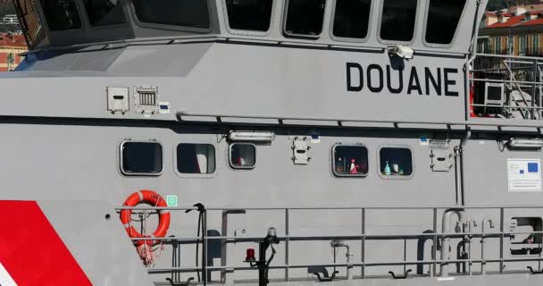 Nice Franciaország 2019 Február Közelről Egy Francia Vámhatóság Hajó Vedette — Stock videók