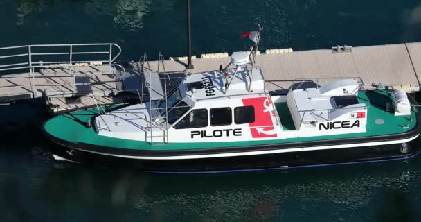Niza Francia Febrero 2019 Barco Piloto Bateau Pilote Puerto Niza — Vídeos de Stock