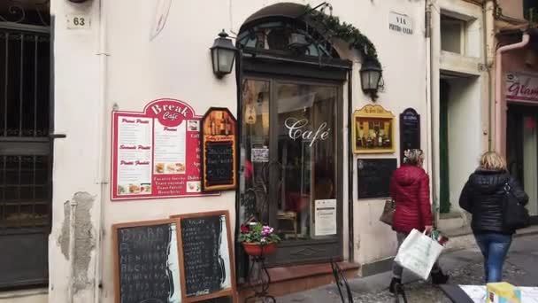 Sanremo Italia Febbraio 2019 Outdoor Old Italian Street Cafe Nella — Video Stock