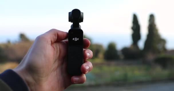 Roquebrune Cap Martin Francia Febbraio 2019 Testare Fotocamera Dji Osmo — Video Stock