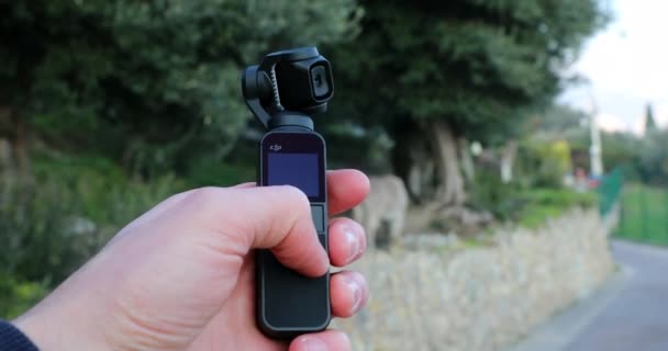 Roquebrune Cap Martin Francia Febrero 2019 Pruebas Dji Osmo Pocket — Vídeos de Stock